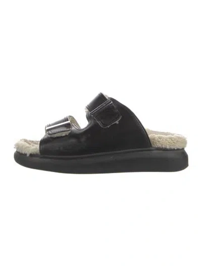 Pre-owned Alexander Mcqueen Leather Slides In Black