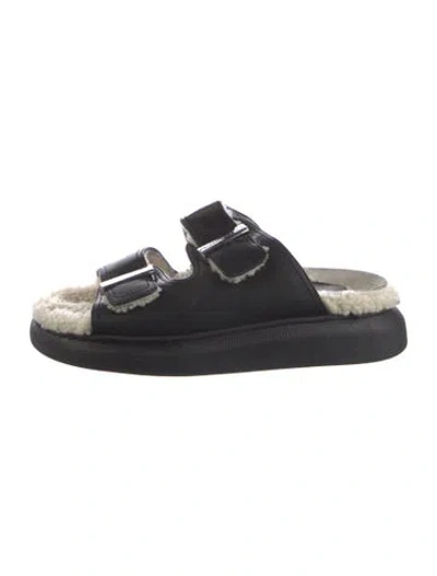 Pre-owned Alexander Mcqueen Leather Slides In Black