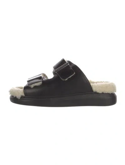 Pre-owned Alexander Mcqueen Leather Slides In Black