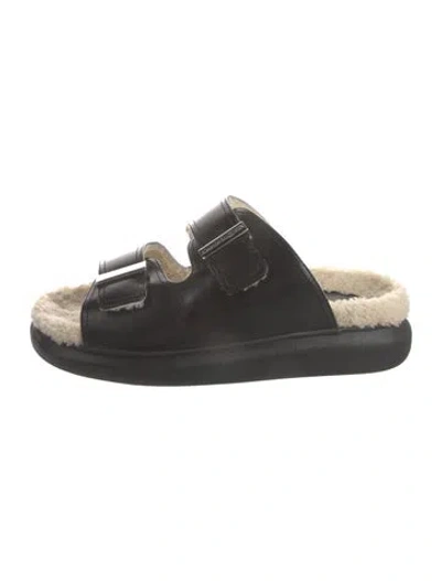Pre-owned Alexander Mcqueen Leather Slides In Black