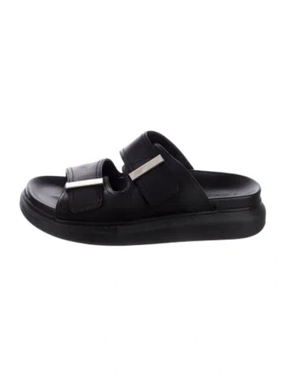 Pre-owned Alexander Mcqueen Leather Slides In Black