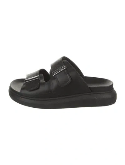 Pre-owned Alexander Mcqueen Leather Slides In Black