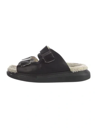 Pre-owned Alexander Mcqueen Leather Slides In Black