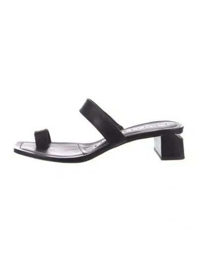 Pre-owned Alexander Mcqueen Leather Slides In Black