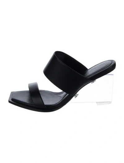 Pre-owned Alexander Mcqueen Leather Slides In Black