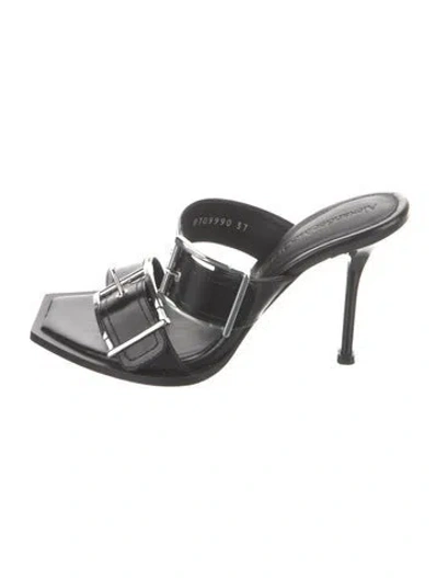 Pre-owned Alexander Mcqueen Leather Slides In Black
