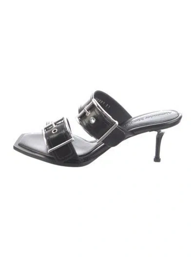 Pre-owned Alexander Mcqueen Leather Slides In Black