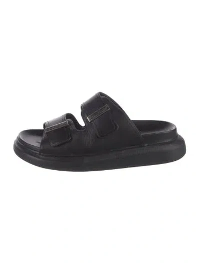 Pre-owned Alexander Mcqueen Leather Slides In Black