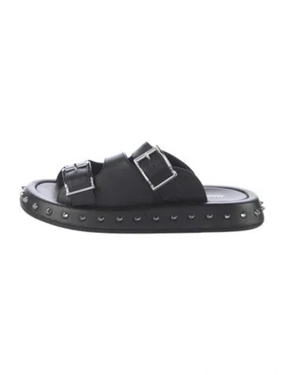 Pre-owned Alexander Mcqueen Leather Slides In Black