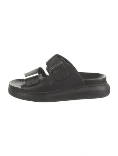 Pre-owned Alexander Mcqueen Leather Slides In Black
