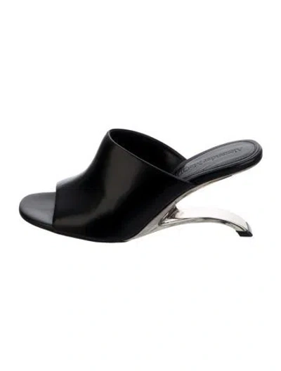 Pre-owned Alexander Mcqueen Leather Slides In Black