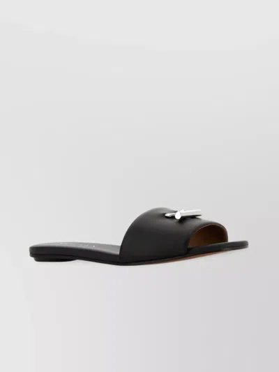 Alexander Mcqueen Leather Slides Metal Embellishment In Black