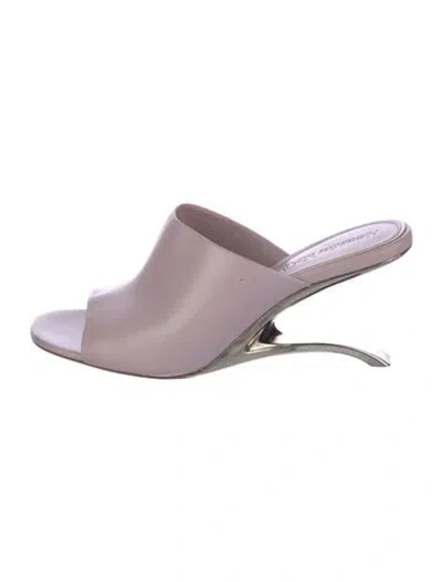Pre-owned Alexander Mcqueen Leather Slides In Purple