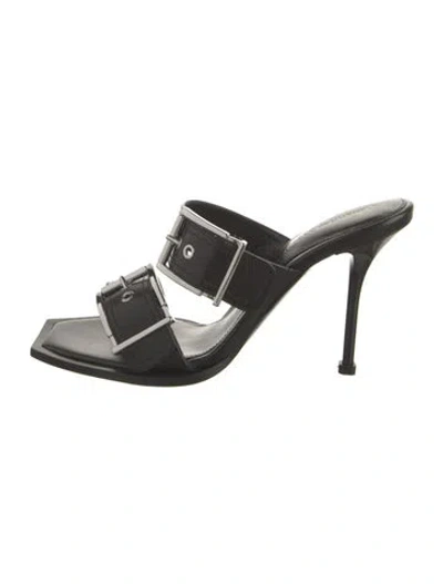 Pre-owned Alexander Mcqueen Leather Slides W/ Tags In Black