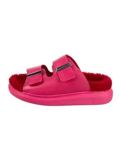 Pre-owned Alexander Mcqueen Leather Slides W/ Tags In Pink