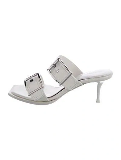 Pre-owned Alexander Mcqueen Leather Slides In White