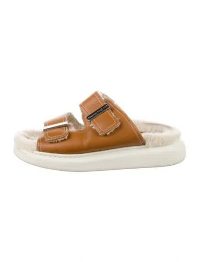 Pre-owned Alexander Mcqueen Leather Slides In White