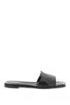 ALEXANDER MCQUEEN LEATHER SLIDES WITH EMBOSSED SEAL LOGO