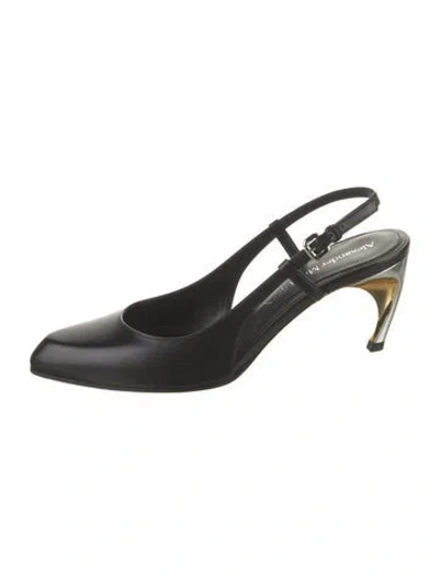 Pre-owned Alexander Mcqueen Leather Slingback Pumps In Black