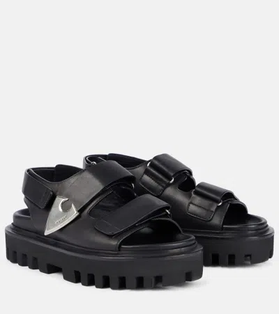 Alexander Mcqueen Leather Slingback Sandals In Black