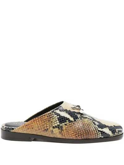 Alexander Mcqueen Leather Slippers In Animal Print