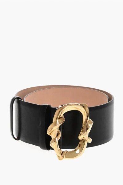 Alexander Mcqueen Leather Snake Belt In Brown