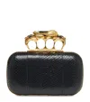 Alexander Mcqueen Knuckle Embossed Embellished Clutch Bag In Black