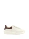 Alexander Mcqueen White Low-top Sneakers With Chunky Sole And Contrasting Heel Tab In Leather Man In Brown