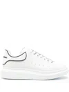 Alexander Mcqueen Chunky Leather Sneakers Featuring Perforated Profiles In White