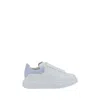 Alexander Mcqueen White Leather Sneakers With Light Blue Leather Heel