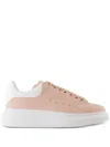 Alexander Mcqueen Pink Leather Sneakers With Light White Leather Heel