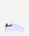 Alexander Mcqueen White Oversize Sneakers With Snake Print On The Heel In Leather Man In White