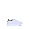 Alexander Mcqueen White Oversize Sneakers With Snake Print On The Heel In Leather Man In White