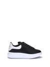 Alexander Mcqueen Black Leather Sneakers With Branded Heel Counter In Black