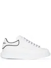Alexander Mcqueen Contrast Piping Collar Oversized Leather Sneakers In ホワイト