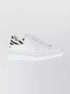 Alexander Mcqueen Leather Sneakers Featuring Printed Suede Heel In White