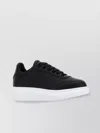 Alexander Mcqueen Women Black Low Top Sneakers With Logo Lettering On Tongue And Heel In Leather Wom