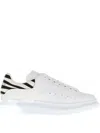 Alexander Mcqueen Leather Sneakers Featuring Printed Suede Heel In Multi
