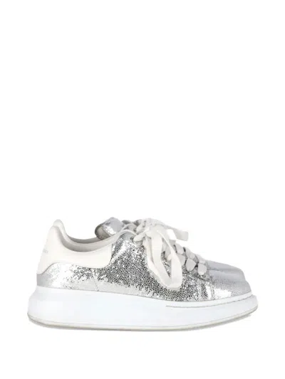 Pre-owned Alexander Mcqueen Leather Sneakers In Silver