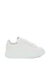 Alexander Mcqueen White Low Top Sneakers With Logo Lettering On Tongue And Heel In Leather Woman