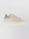 Alexander Mcqueen Ivory Leather Sneakers With Grey Leather Heel In Neutral