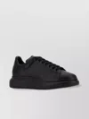 Alexander Mcqueen Men Black Oversize Sneakers With Logo Lettering On The Heel In Leather Man In Black