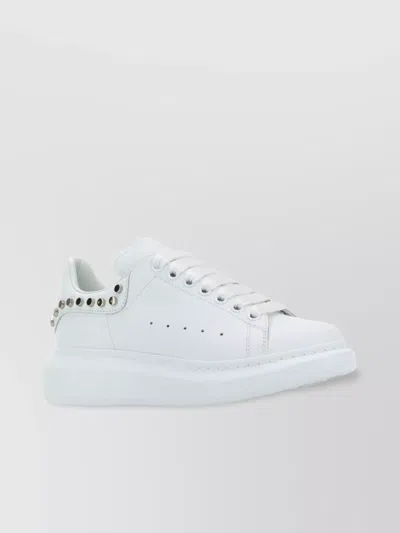 Alexander Mcqueen Leather Sneakers With Platform Sole And Stud Embellishments In White