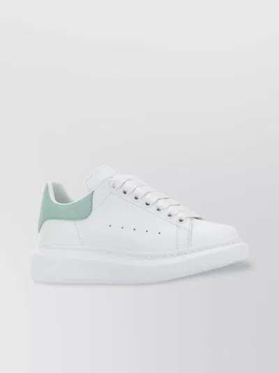 Alexander Mcqueen Leather Sneakers With Thick Sole And Perforated Design In White