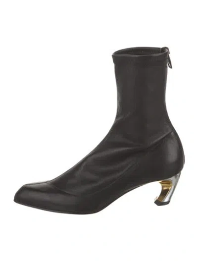 Pre-owned Alexander Mcqueen Leather Sock Boots In Black