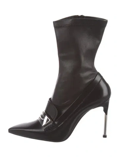 Pre-owned Alexander Mcqueen Leather Sock Boots In Black