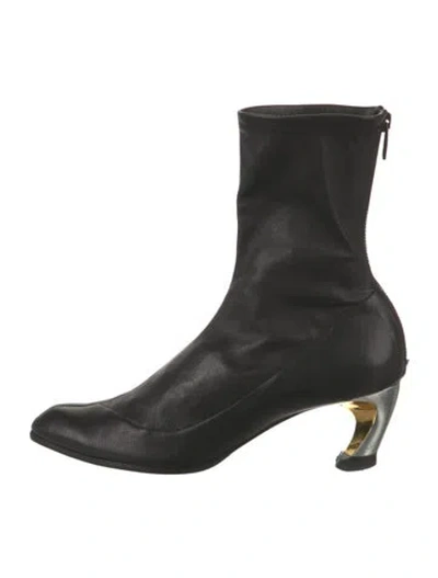 Pre-owned Alexander Mcqueen Leather Sock Boots In Black
