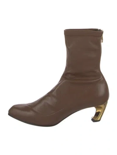 Pre-owned Alexander Mcqueen Leather Sock Boots In Brown