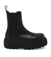 Alexander Mcqueen Black Glossy Leather Ankle Boots With Tank Sole In Black