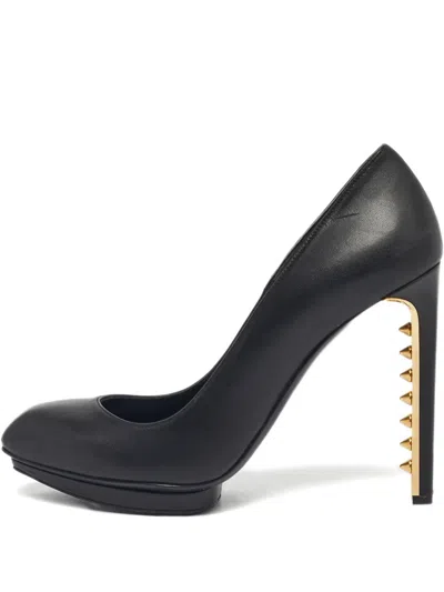 Pre-owned Alexander Mcqueen Leather Spike-heel Pumps In Black